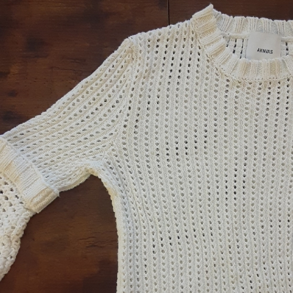 Women's Cream Open-Knit Sweater brand AKNVAS - Picture 2 of 11